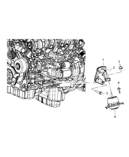 2011 Dodge Challenger Engine Mounting Left Side Diagram 1