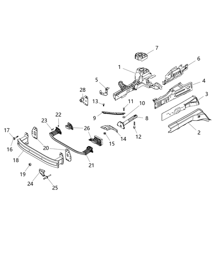 2019 Jeep Renegade Rail-Frame Front Diagram for 68439282AA