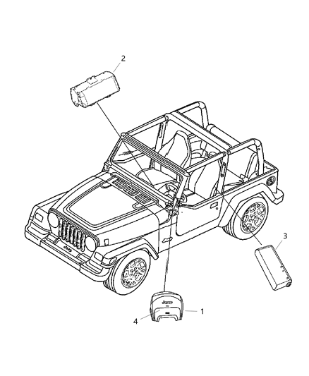 2009 Jeep Wrangler Cover-Air Bag Module Diagram for 1FR12XDVAC