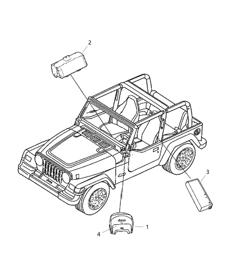 2009 Jeep Wrangler Driver Air Bag Diagram for 5KC81XDVAF