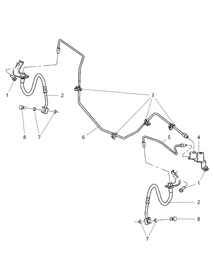 2006 Dodge Dakota Lines & Hoses, Front Diagram