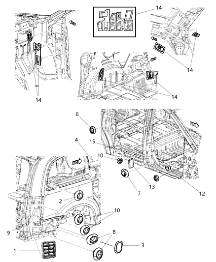 2011 Chrysler Town & Country Body Plugs & Exhauster Diagram