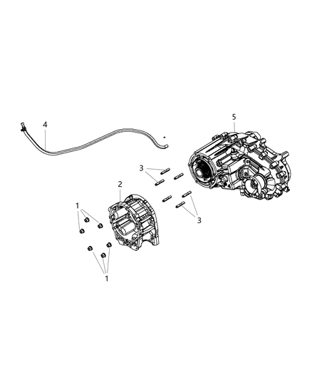 2018 Jeep Wrangler JK (Previous-generation) Transfer Case Mounting Diagram 1