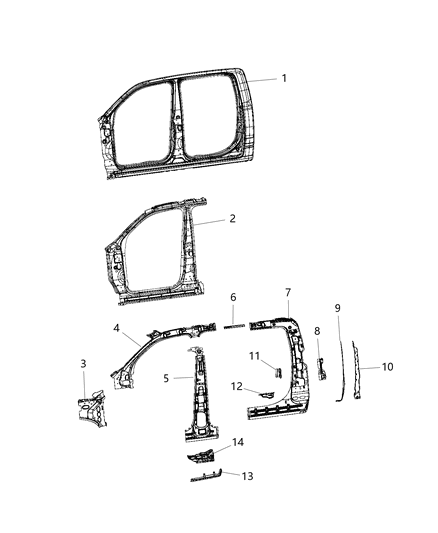 2020 Ram 1500 Panel-C Pillar Inner Diagram for 68310031AE