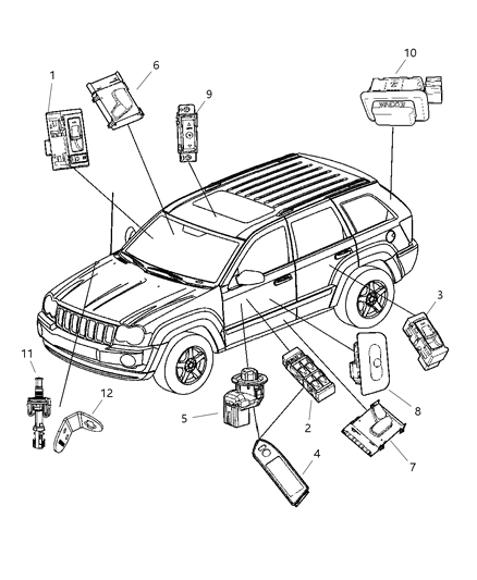 2007 Jeep Grand Cherokee Switch-Memory Selector Diagram for 5JF971D1AA