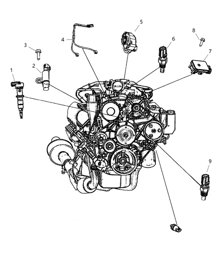 2008 Dodge Ram 3500 Sensors - Engine Diagram 2