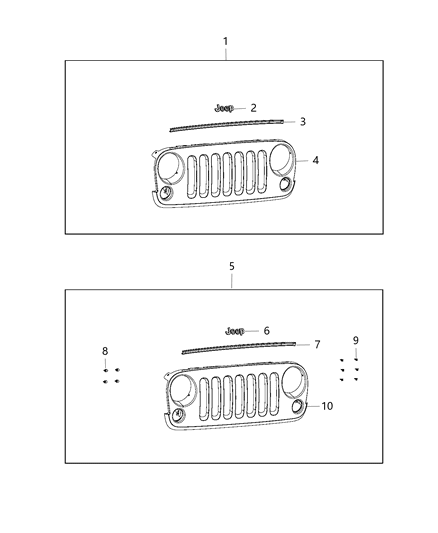 2014 Jeep Wrangler Grille-Radiator Diagram for 68046306AB