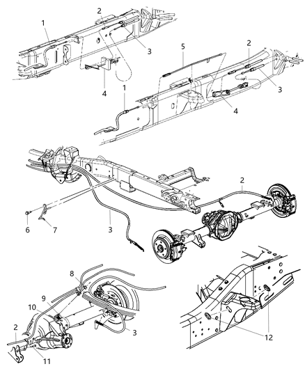 2016 Ram 4500 Park Brake Cables, Rear Diagram