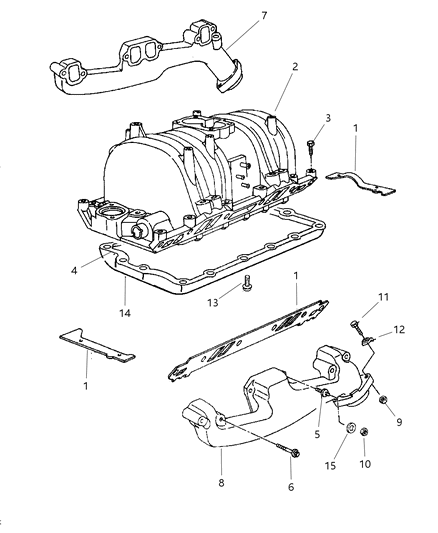 1999 Dodge Ram 3500 Manifolds - Intake & Exhaust Diagram 1