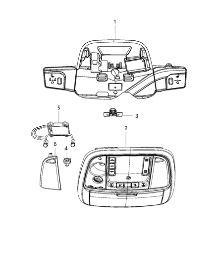 2018 Jeep Grand Cherokee Console-Overhead Diagram for 1VS291X9AD