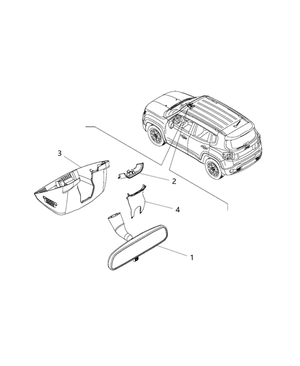 2015 Jeep Renegade Mirrors - Inside Rear View Diagram