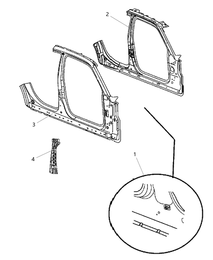 2011 Dodge Charger Panel-Body Side Aperture Inner Diagram for 68096294AB