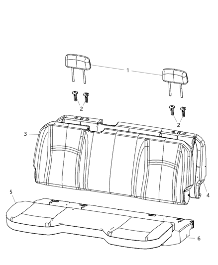 2018 Ram 5500 Crew Cab Rear Seat - Bench Diagram