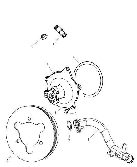 2001 Dodge Caravan Water Pump & Related Parts Diagram 2