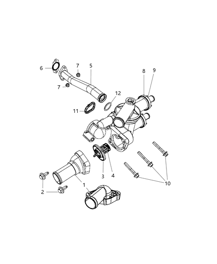 2008 Dodge Caliber Thermostat & Related Parts Diagram 2