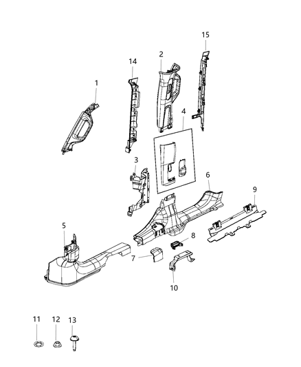 2020 Jeep Wrangler B Pillar Diagram for 6BM24TX7AE