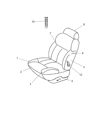 2004 Chrysler 300M Front Seat Back Cover Diagram for ZS511D2AA