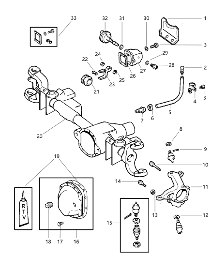 1999 Dodge Ram 1500 Knuckle Diagram for 5003049AA