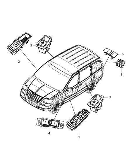 2012 Chrysler Town & Country Switches - Doors & Liftgate Diagram