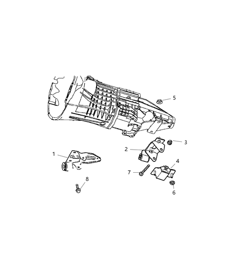 2004 Dodge Dakota Engine Mounting, Rear Diagram 2