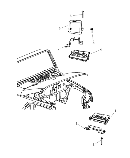 2011 Jeep Wrangler Modules, Engine Compartment Diagram