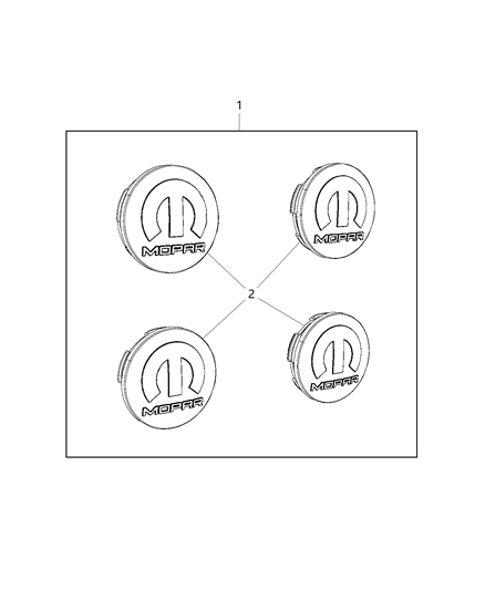 2019 Ram 1500 Cap Kit, Wheel Center Diagram