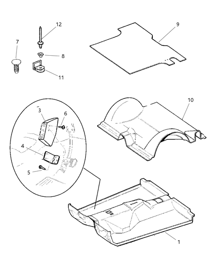 1997 Jeep Cherokee Carpets & Mats Diagram