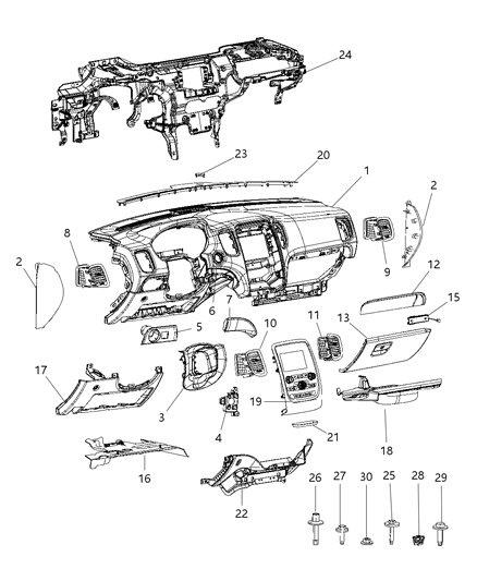 2019 Dodge Durango Center Stack Control Diagram for 68333650AA