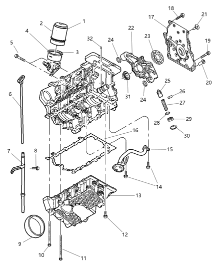 2007 Chrysler PT Cruiser Filter-Engine Oil Diagram for 4693353AA
