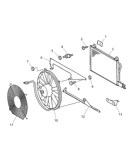 2002 Dodge Sprinter 2500 Condenser, Fan Front Diagram