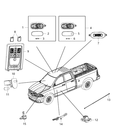 2015 Ram 3500 Lamps, Interior Diagram