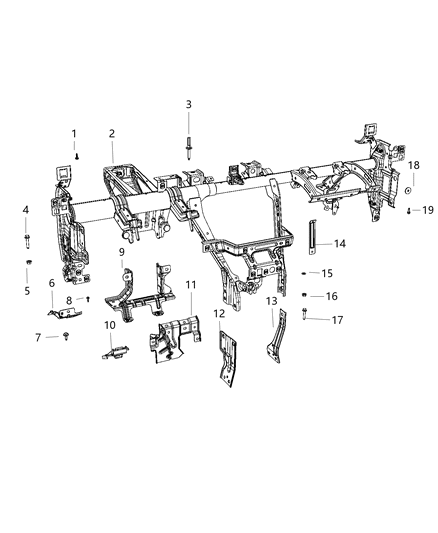 2021 Jeep Compass Bracket-Knee Protector Diagram for 68284179AD