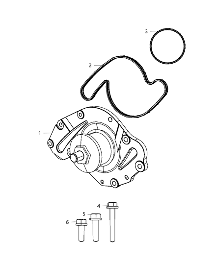 2009 Dodge Grand Caravan Water Pump & Related Parts Diagram 3