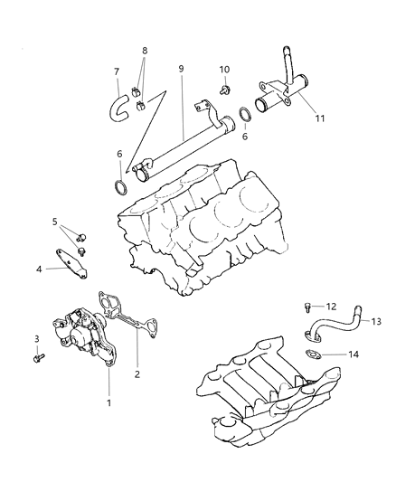 1998 Chrysler Town & Country Water Pump & Related Parts Diagram 1