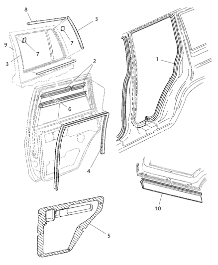 2000 Jeep Cherokee WEATHERSTRIP-Full Door To Body Diagram for 55175351AC