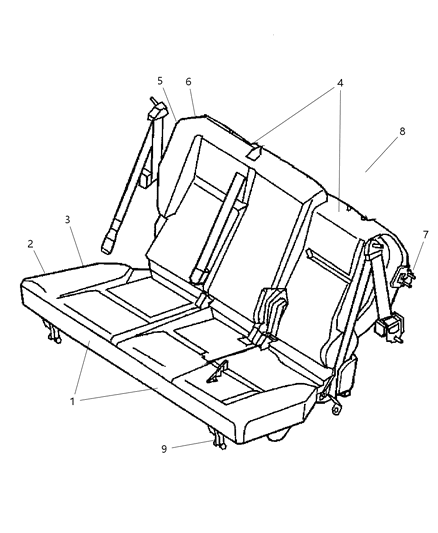 2005 Chrysler PT Cruiser Rear Seat Cushion Cover Diagram for 1AM311DVAA