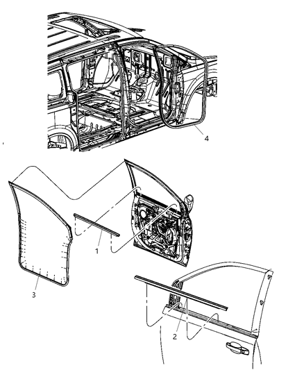 2009 Dodge Grand Caravan WEATHERSTRIP-Front Door Belt Diagram for 5109807AC