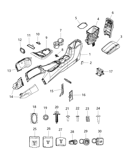 2018 Jeep Compass Console-Base Diagram for 5ZK87PS4AG