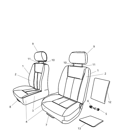 2006 Dodge Dakota Seat Back-Front Seat Diagram for 1EC681J3AA