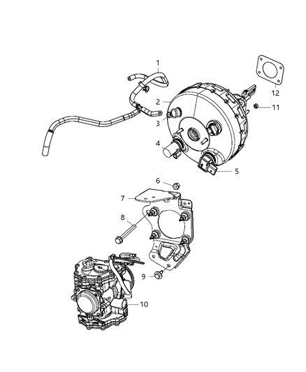 2009 Dodge Durango Booster, Brake With Electric Vacuum Pump Diagram