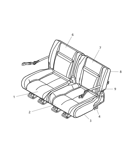 2006 Chrysler PT Cruiser Rear Seat Cushion Cover Diagram for 1CZ561D5AA