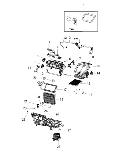 2020 Jeep Gladiator A/C & Heater Unit Diagram 1