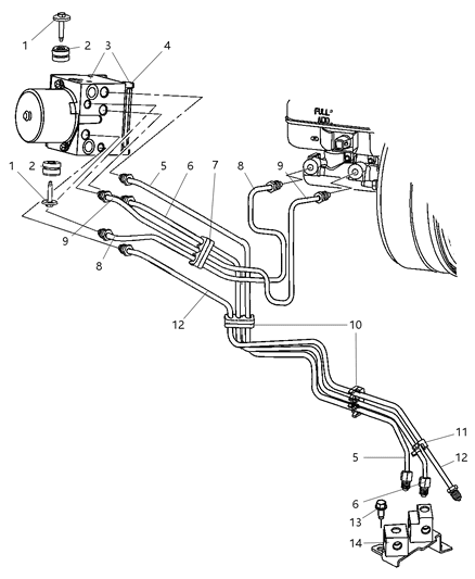 2006 Dodge Dakota Line-Brake Diagram for 52013166AE