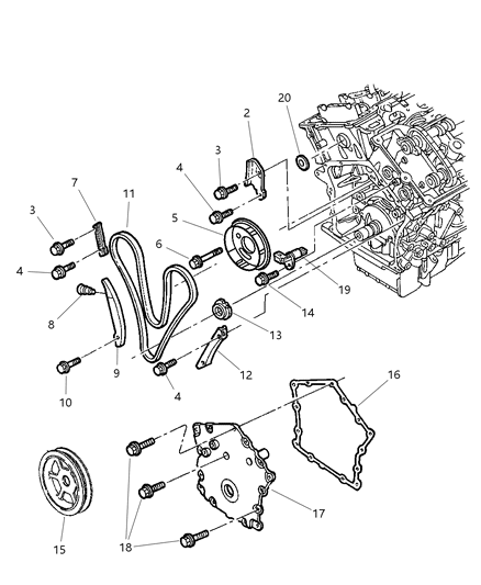 1998 Dodge Intrepid Timing Belt / Chain & Cover Diagram 1