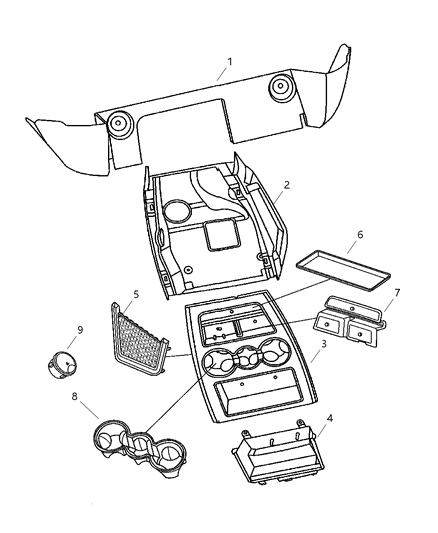 2008 Dodge Ram 3500 Floor Console Front Diagram 1