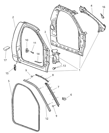 2006 Dodge Ram 3500 Aperture Panel Bodyside Diagram 1