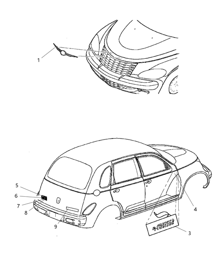 2005 Chrysler PT Cruiser Nameplate Diagram for 5116310AA