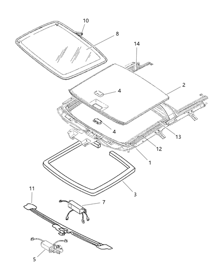 2004 Dodge Stratus Tube-SUNROOF Drain Diagram for 4805533AF