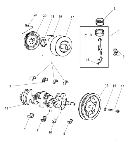 1998 Dodge Caravan Crankshaft & Pistons Diagram 4