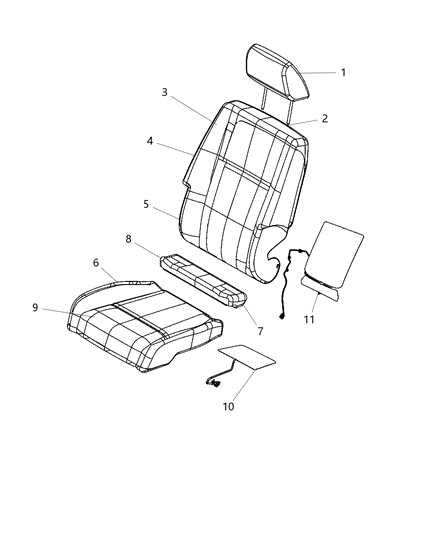 2010 Dodge Journey Seat Cushion Foam Diagram for 68065754AA